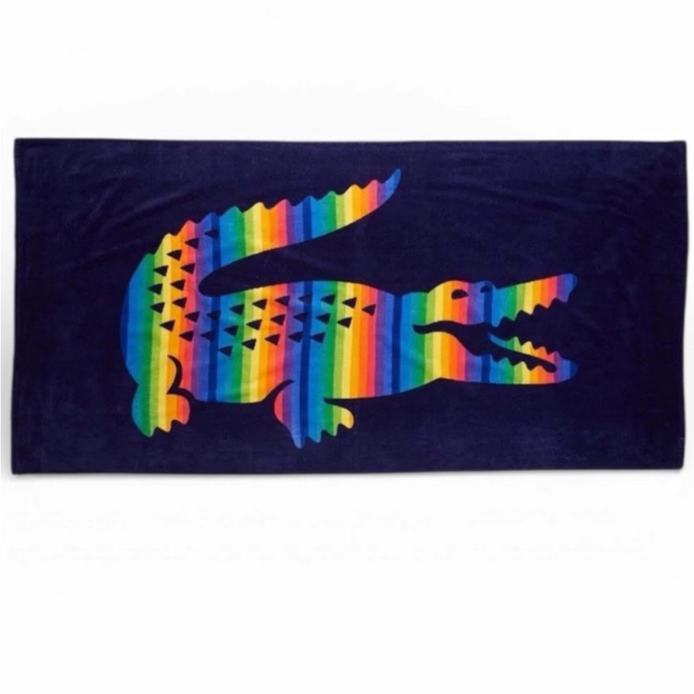 4 New With Tags Oversized Lacoste Towels in Various Patterns
